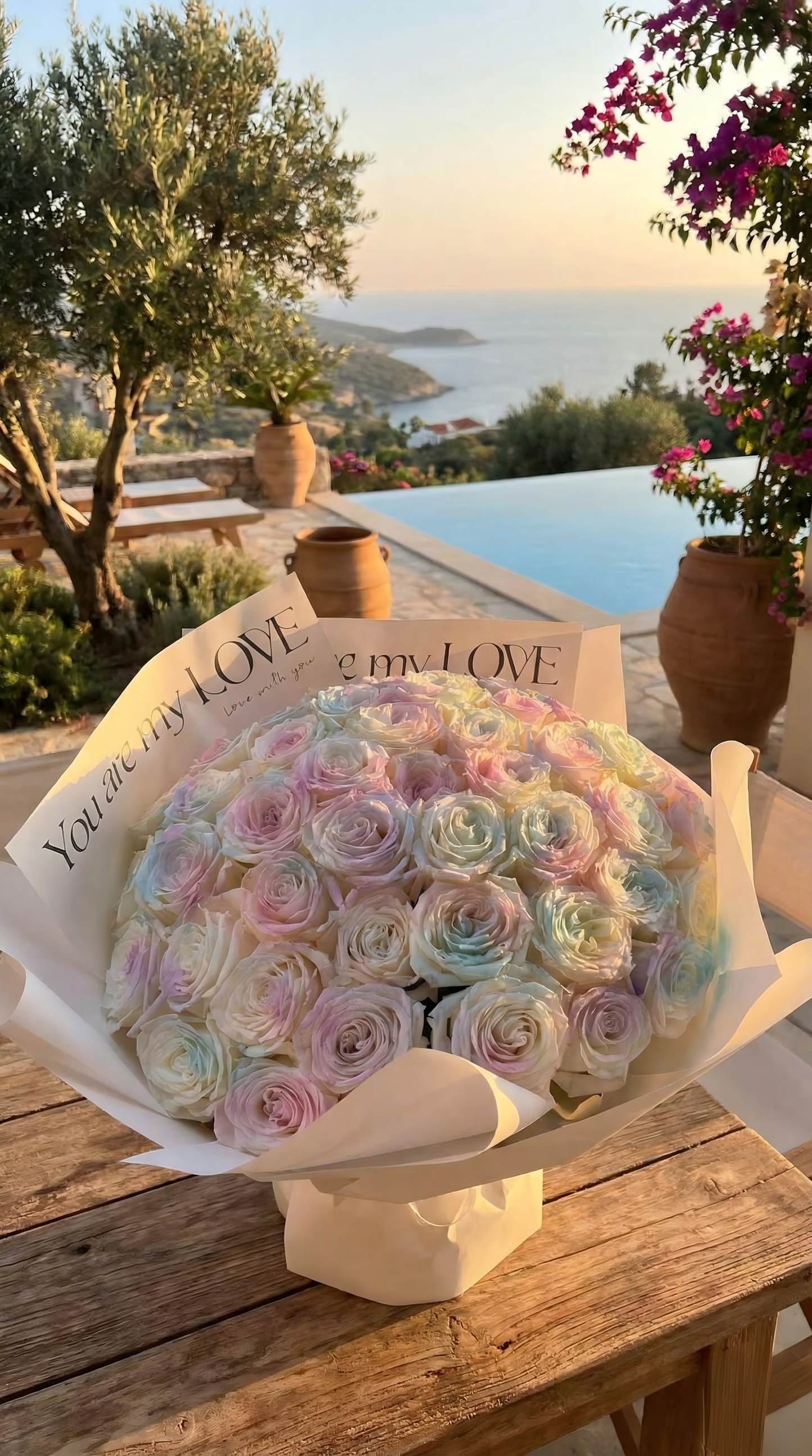 Luxury Pastel Rainbow Rose Bouquet - Fresh Flower Delivery