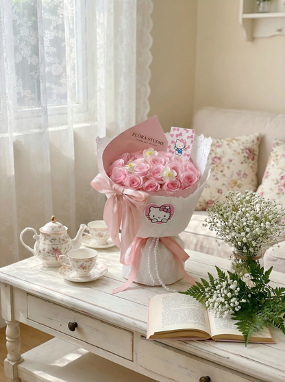 Hello Kitty Pink Rose Bouquet for Birthday & Valentine's Day