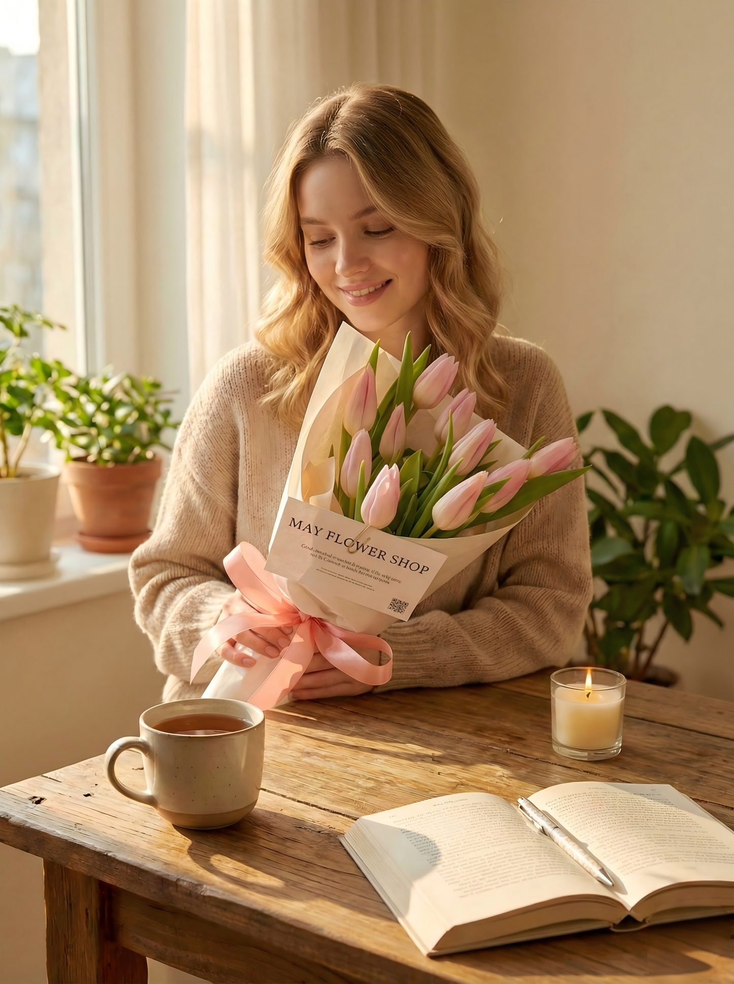 Elegant Pink Tulip Bouquet - Fresh Flower Delivery for Birthdays & Spring