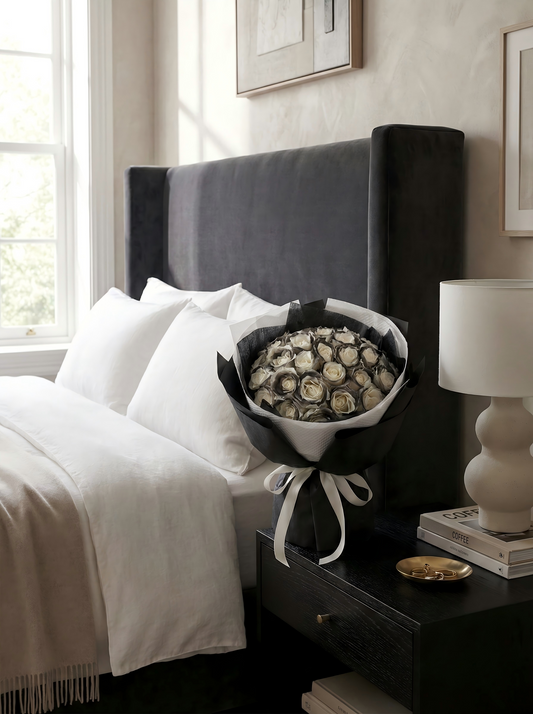 Ink-Edge Preserved Rose Bouquet - Luxury Preserved Flowers for Anniversary