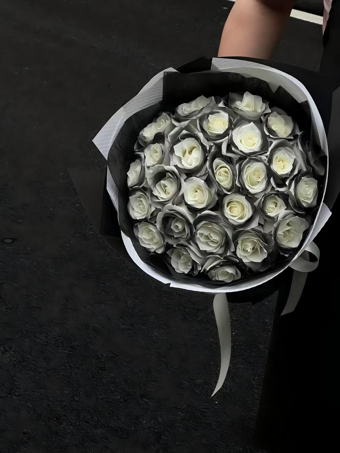 Ink-Edge Preserved Rose Bouquet - Luxury Preserved Flowers for Anniversary