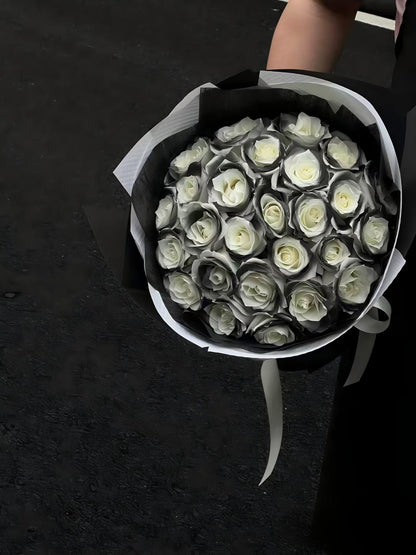 Ink-Edge Preserved Rose Bouquet - Luxury Preserved Flowers for Anniversary