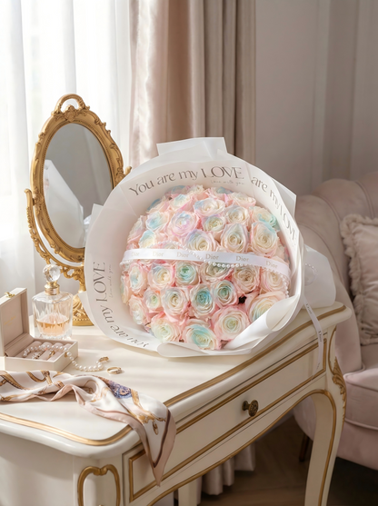Dreamy Macaron Color Fresh Rose Bouquet - Perfect Anniversary & Birthday Gift