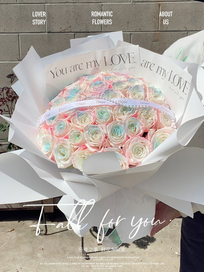 Dreamy Macaron Color Fresh Rose Bouquet - Perfect Anniversary & Birthday Gift