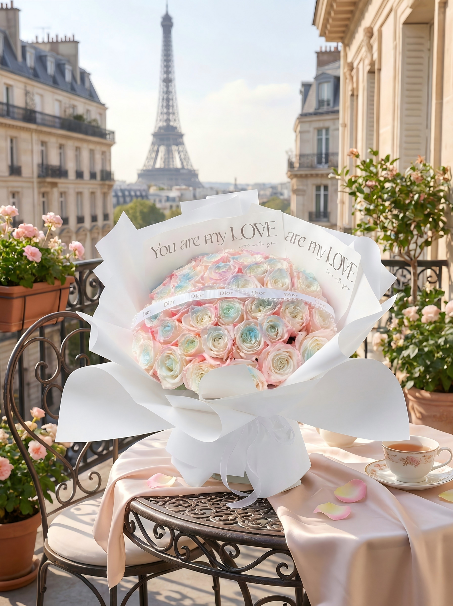 Dreamy Macaron Color Fresh Rose Bouquet - Perfect Anniversary & Birthday Gift