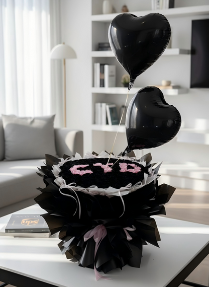 Eternal Secret Personalized Black & Pink Rose Bouquet
