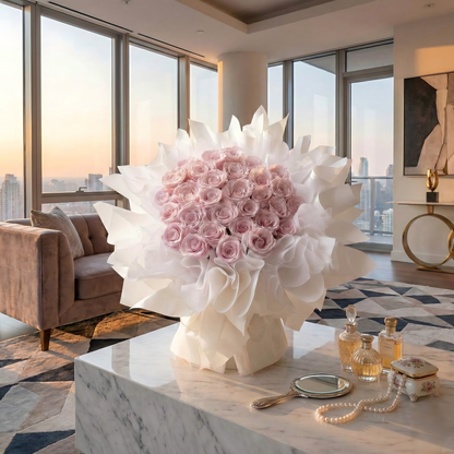 Handcrafted Pink Eternal Rose Bouquet - Romantic Preserved Flowers for Anniversary