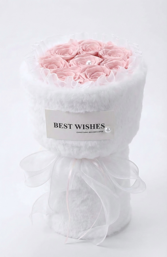 Eternal Blush Pink Preserved Rose Bouquet for Anniversaries & Birthdays