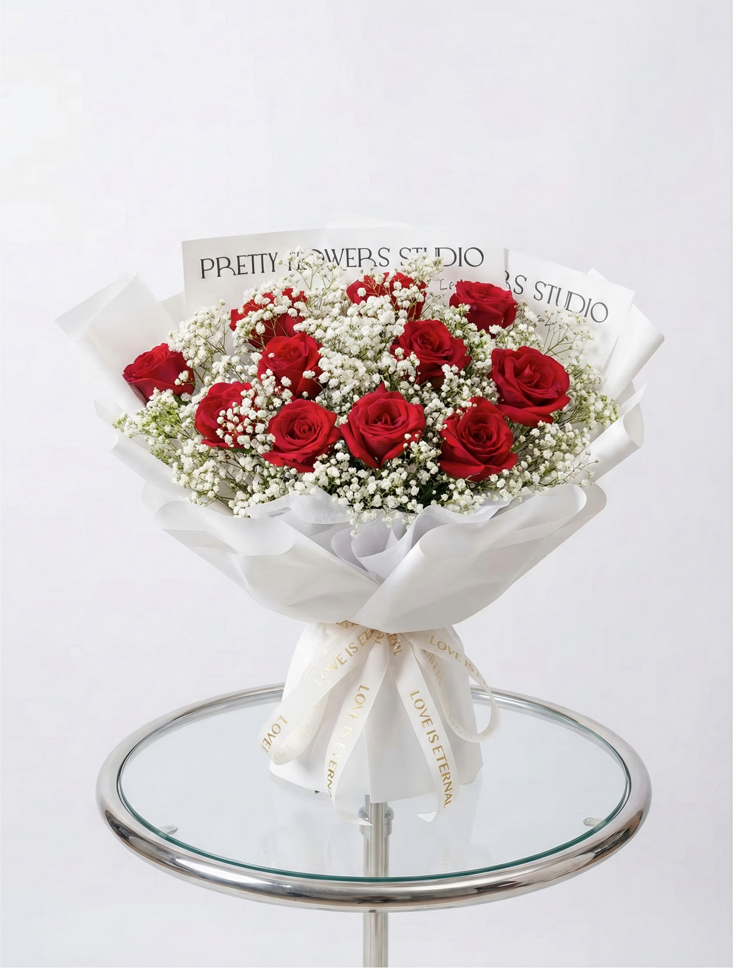Fresh Red Rose and Baby’s Breath Bouquet – Designed by a Local Florist