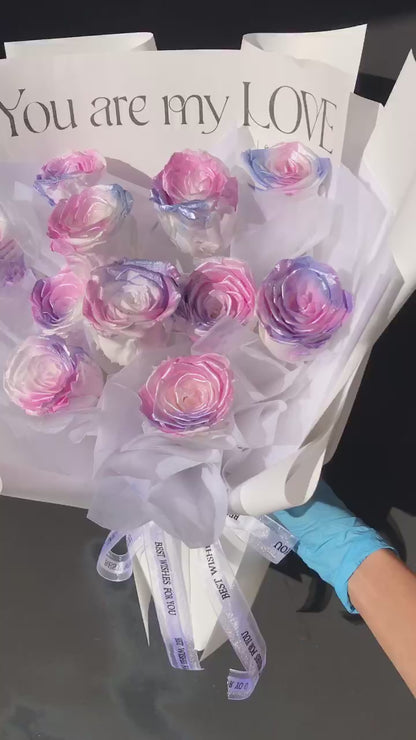 Galaxy Gradient Preserved Roses Bouquet for Valentine's Day & Anniversary